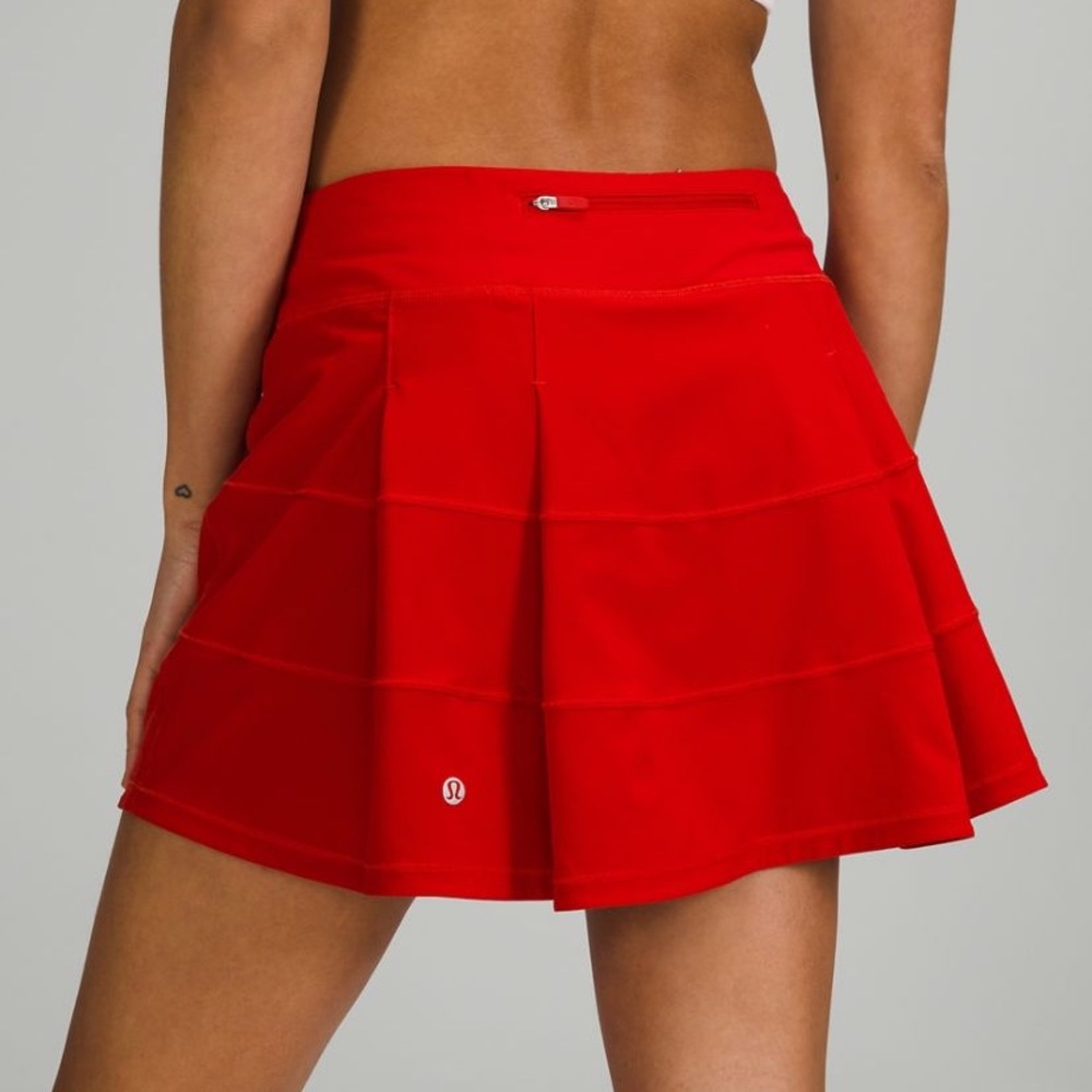 Lululemon Dark Red Pace Rival Mid-Rise Skirt (Long)